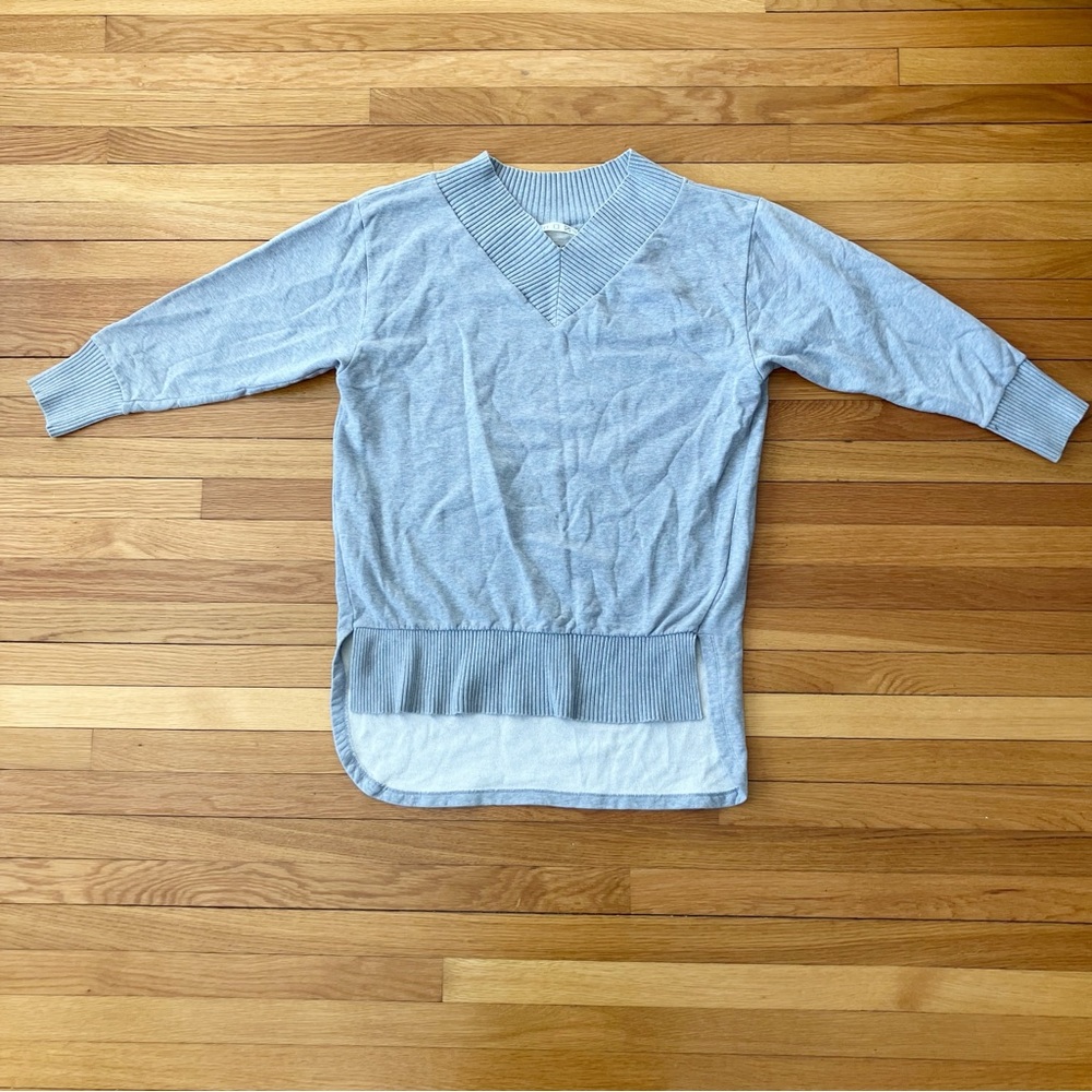 Maison Martin Margiela MM6 Grey Classic Cotton V-Neck Sweatshirt Tunic Large